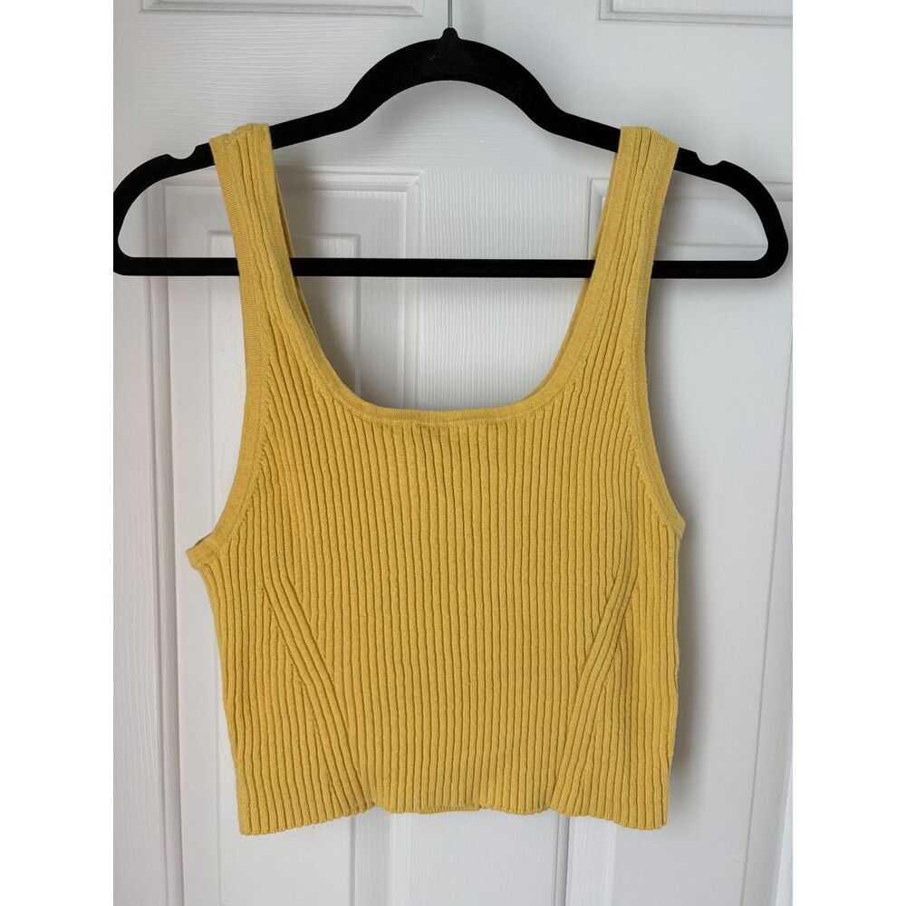 Everlane Wool Blend Ribbed Knit Mustard Yellow Tank Top Size XL
